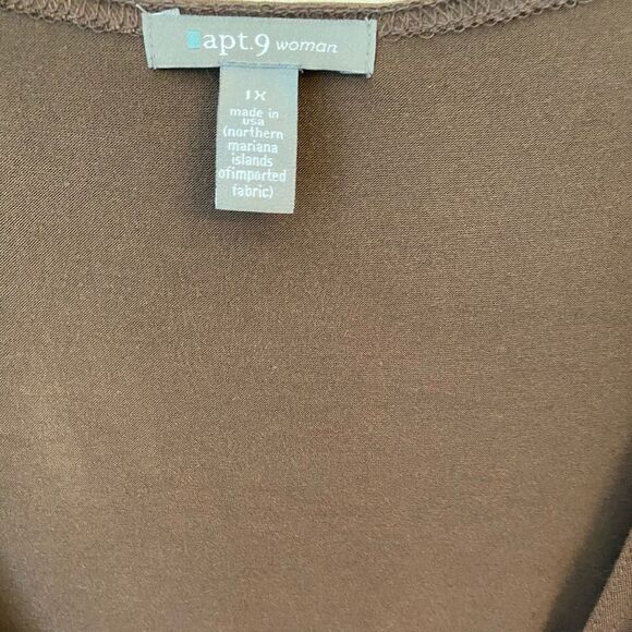 Apt. 9 Layered Look Top, Brown & Cream, Size 1X - Picture 4 of 8